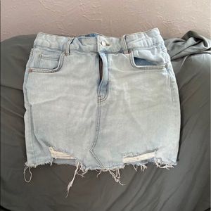 Wild Fable, denim skirt, light wash, distressed bottom
